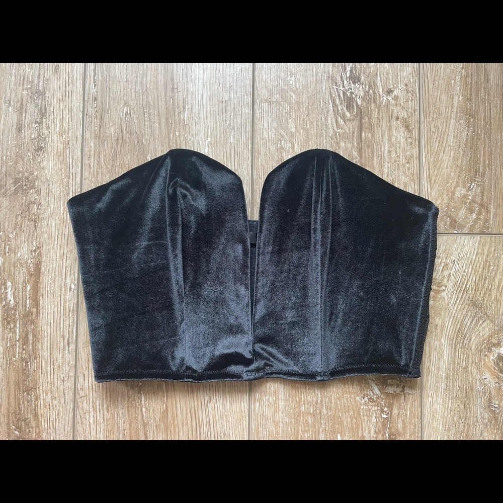 Victorias secret black velvet and lace bustier size small